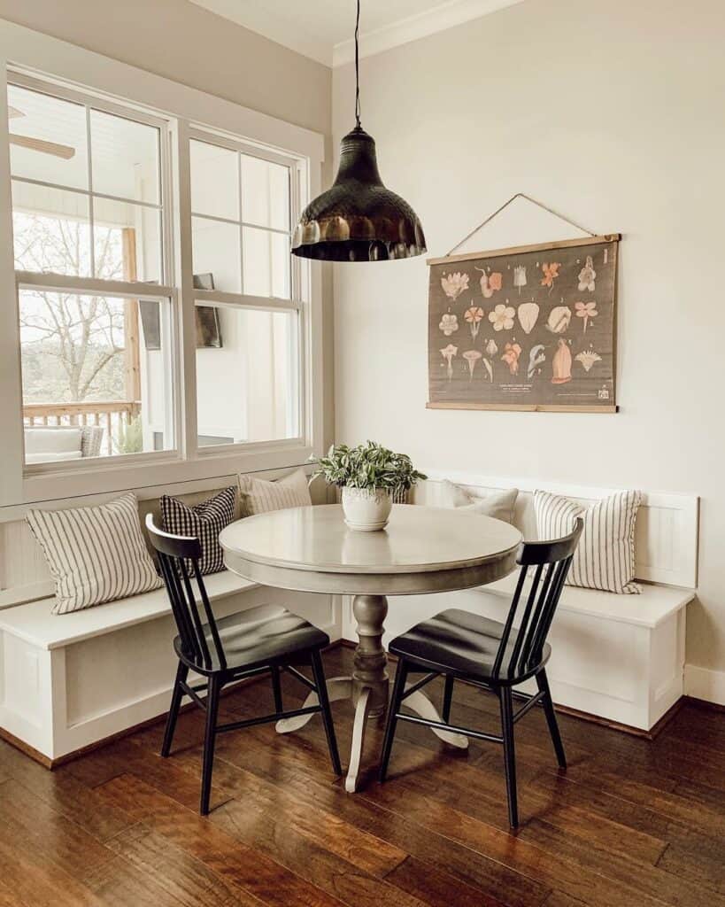 White Corner Bench at a Dining Table