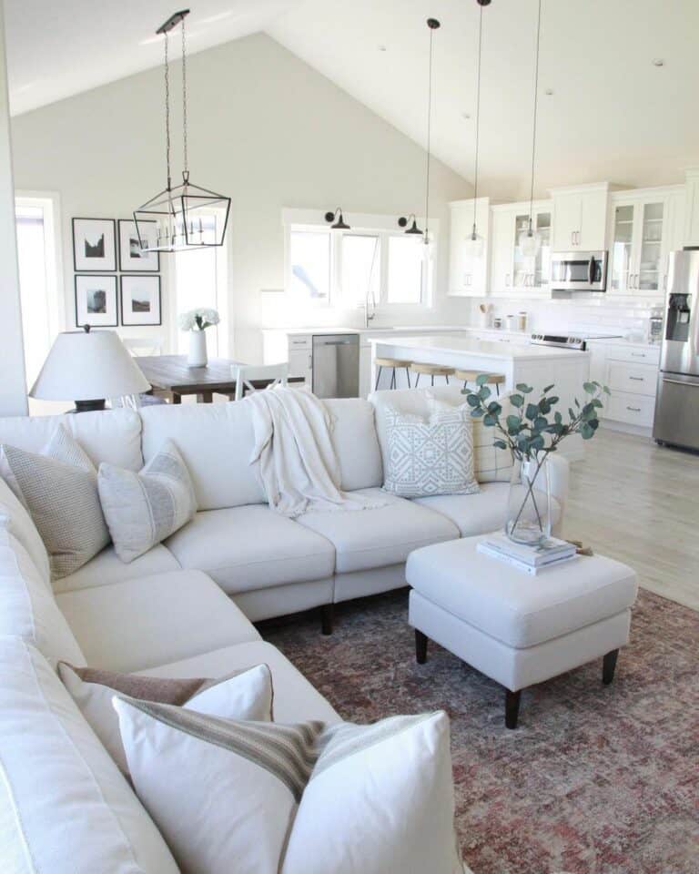 White Couch Living Room Sitting Area for Neutral Space
