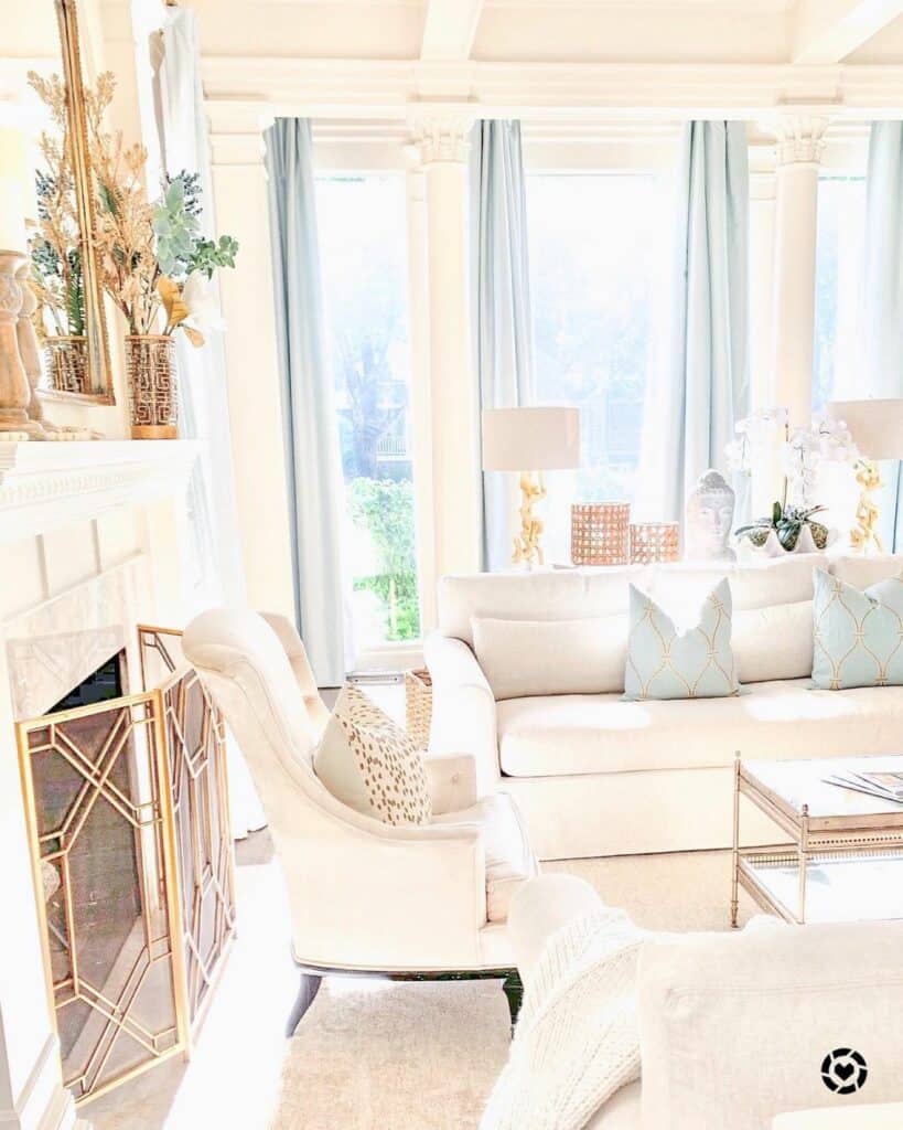 White Couch with All-White Living Room