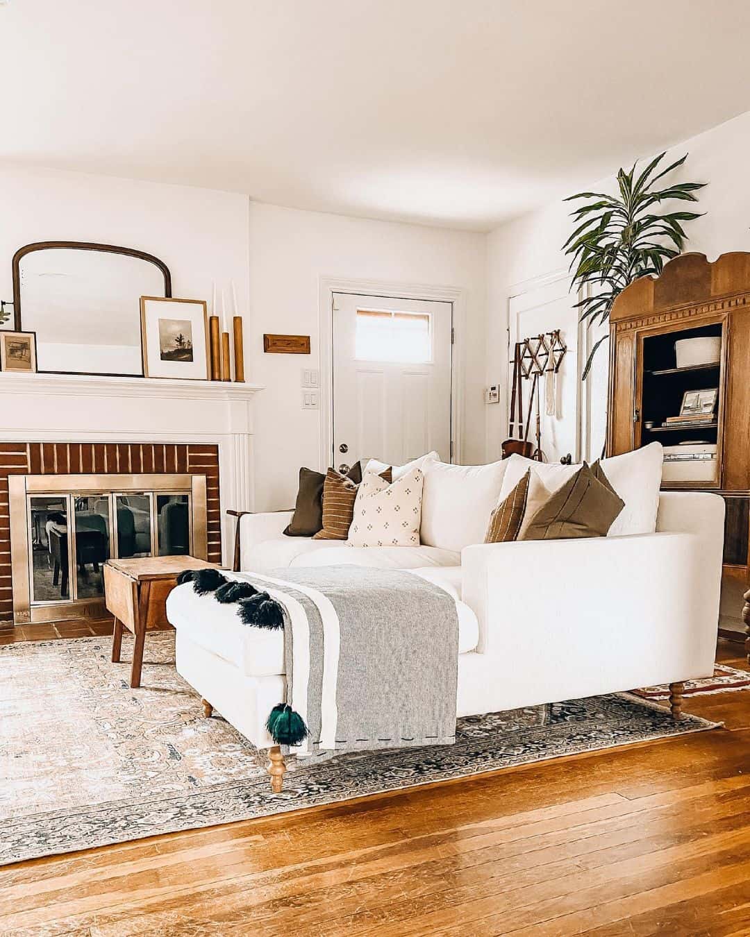 White Couch with Warm Wood Living Room Ideas Soul & Lane