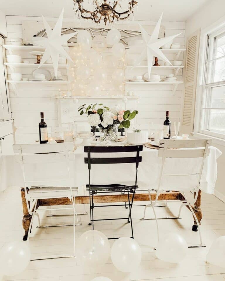 White Dining Room with Unique Décor