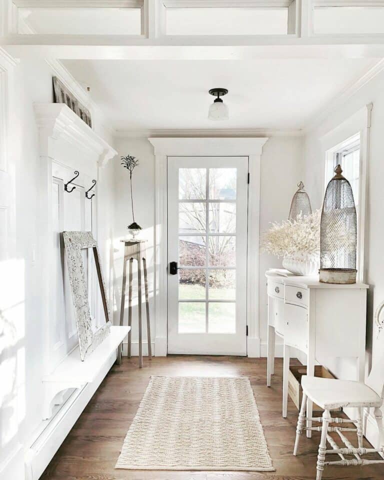 White Farmhouse Foyer Styling