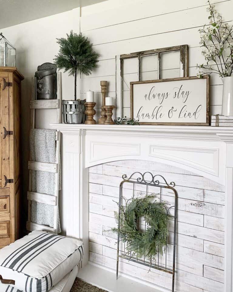White Faux Fireplace with Shiplap Inset