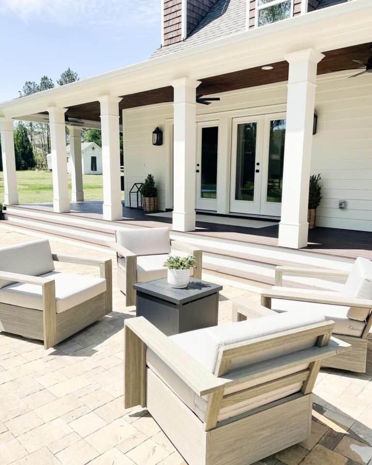 White Front Porch with Modern Chairs