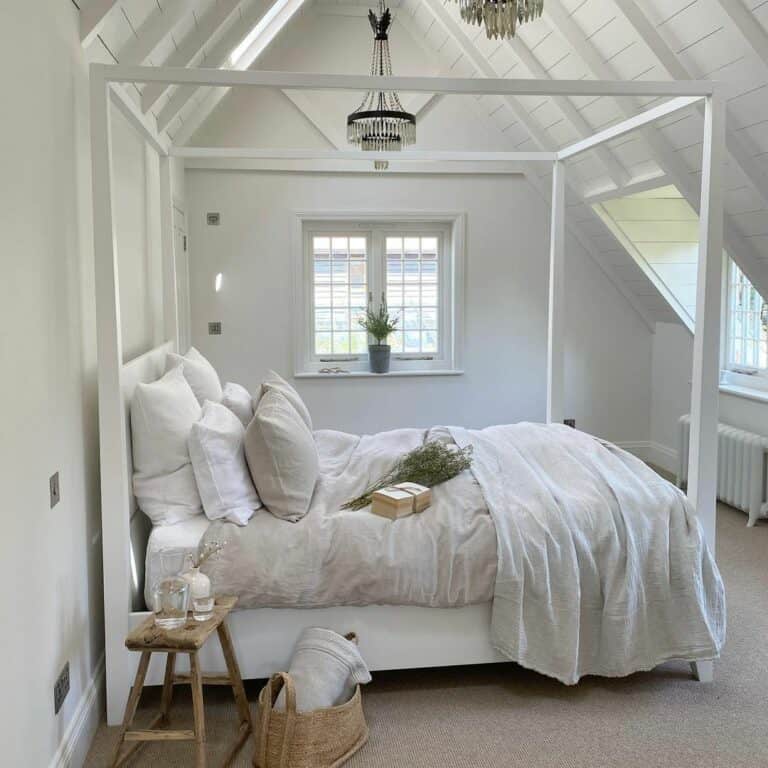 White Gabled Bedroom Ceiling Design