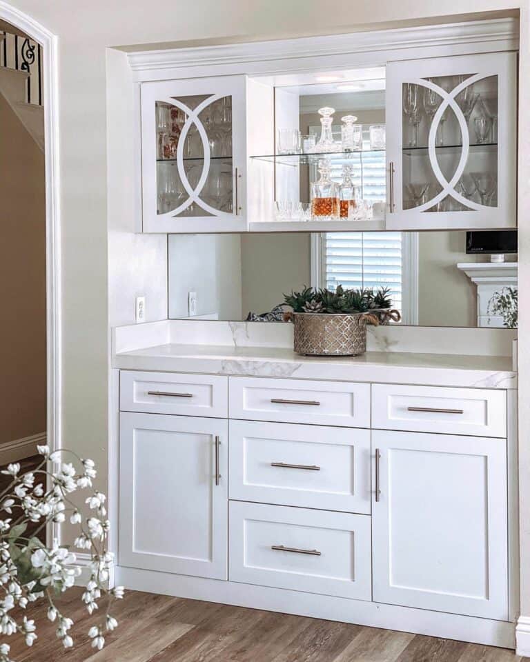 White Home Bar Cabinets with Full Overlay Doors