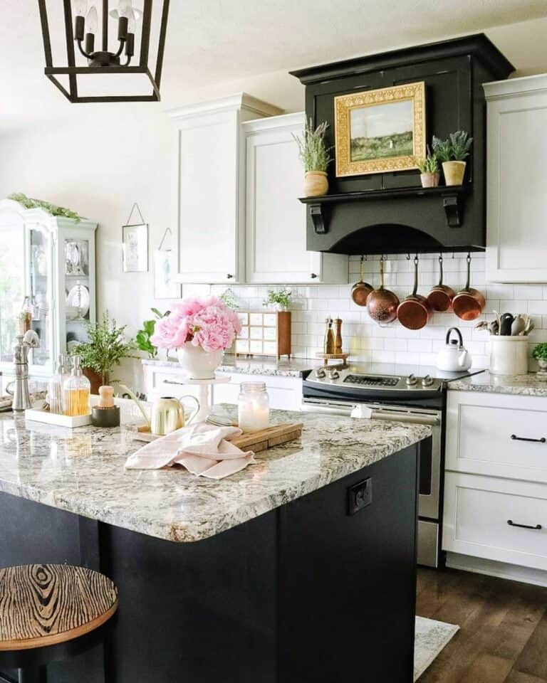 White Kitchen Cabinets With Black Range Hood