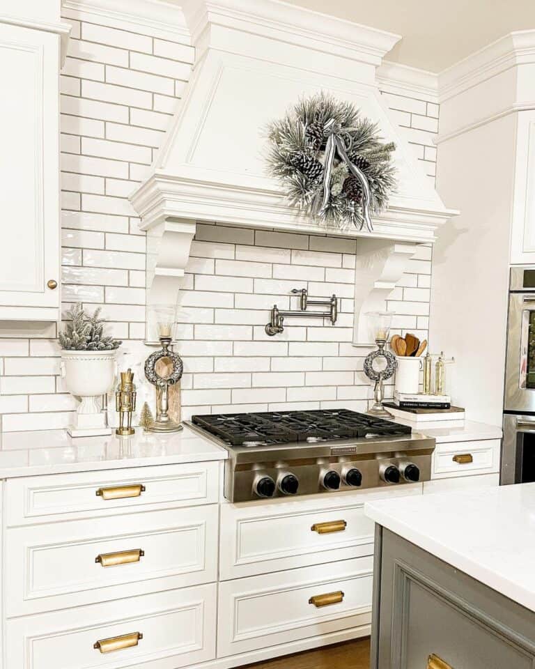 White Kitchen Cabinets with Gold Hardware