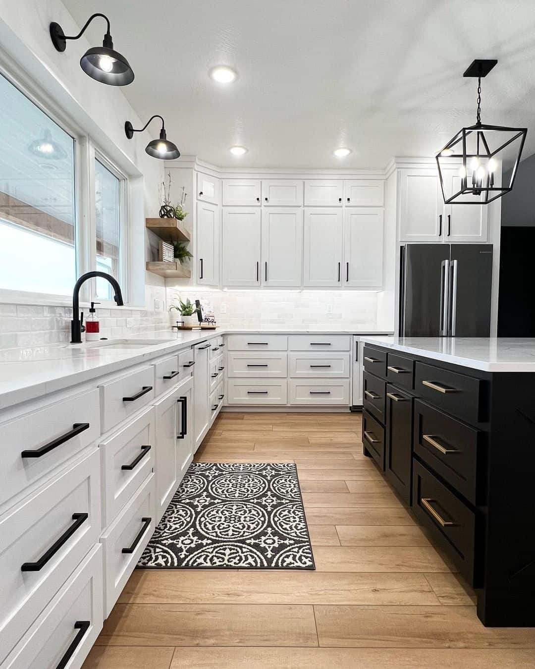 White Kitchen With Black Kitchen Island Soul & Lane