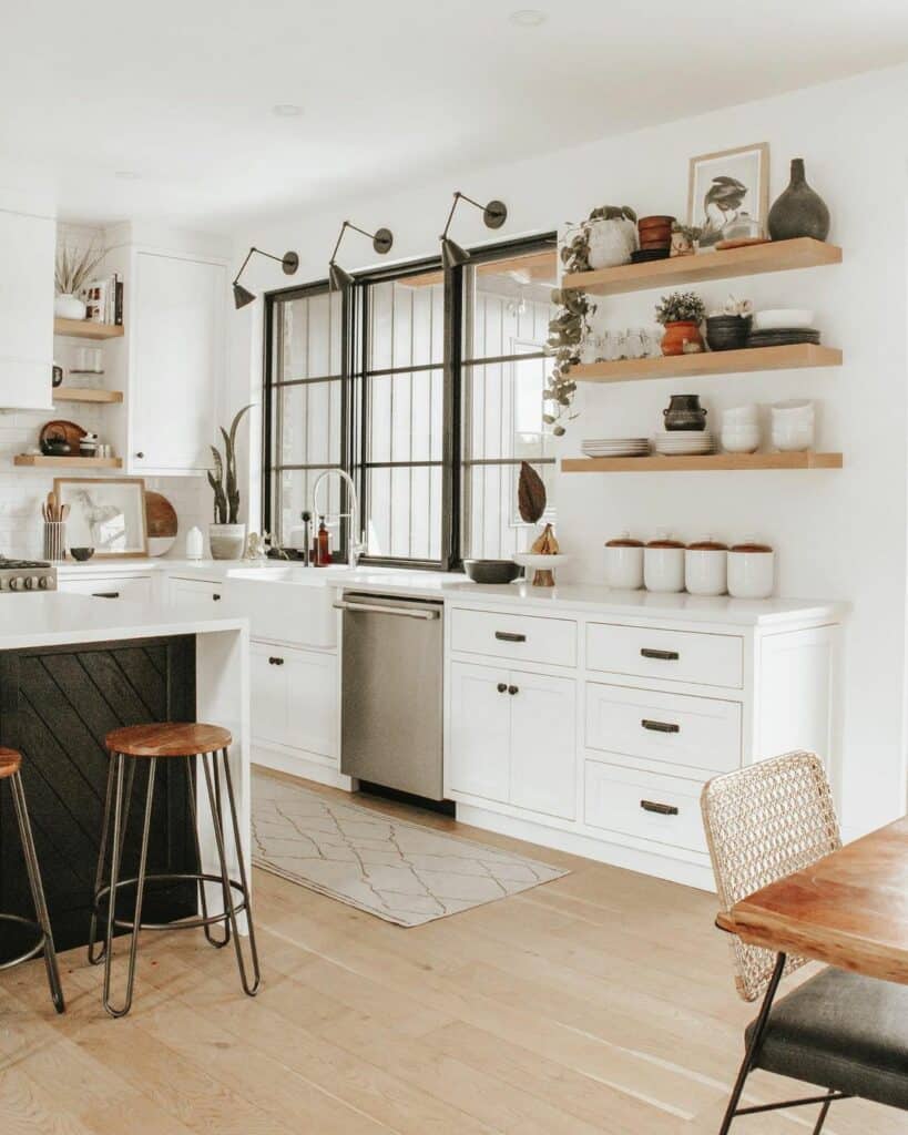 White Kitchen with Black Frame Windows - Soul & Lane