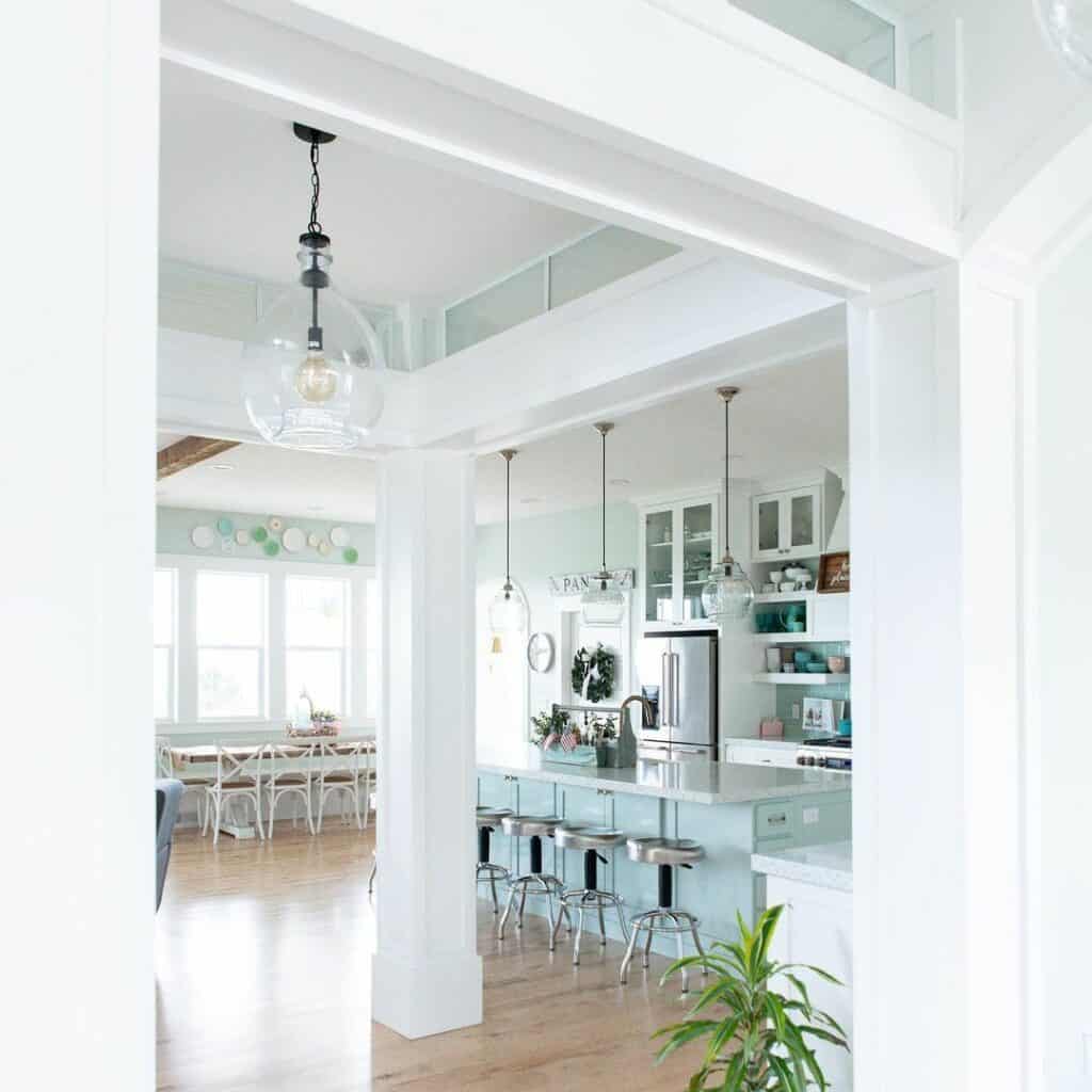 White Kitchen with Blue Island Ideas