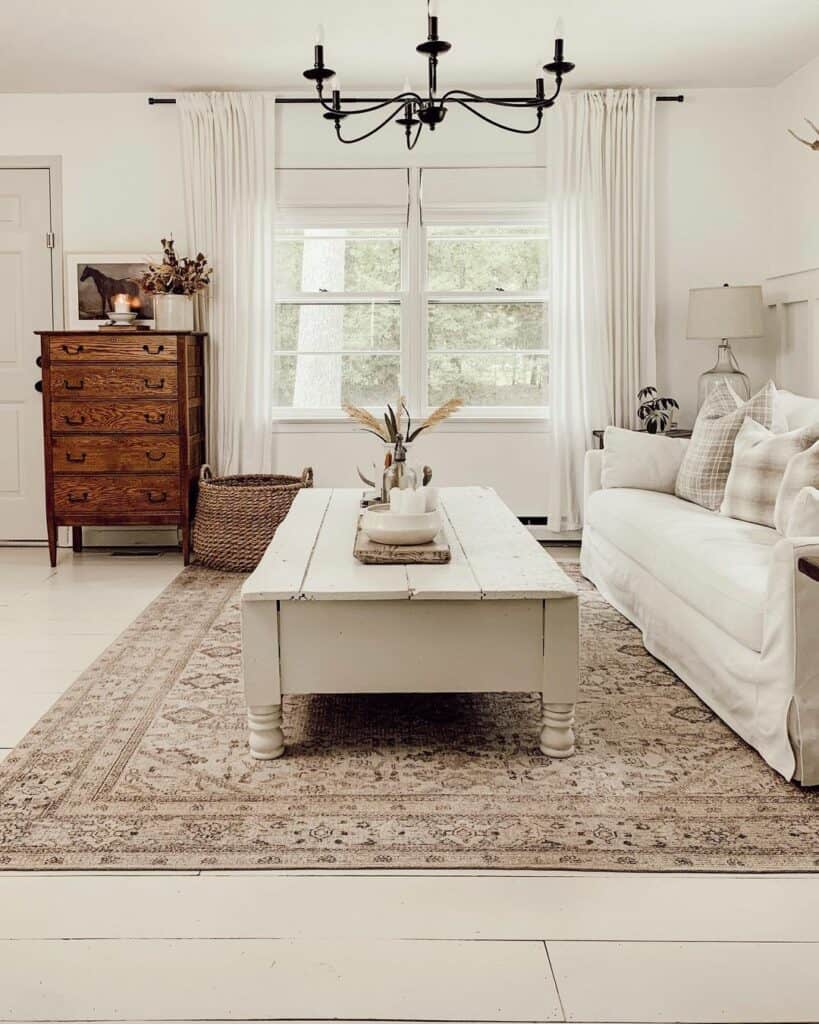 White Living Room Couch with White Coffee Table