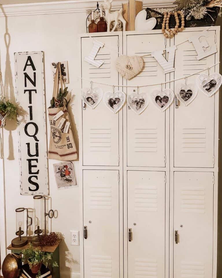 White Lockers With Neutral Decorations