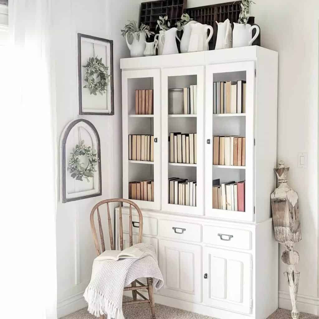 White Modern Bookshelf in Reading Nook