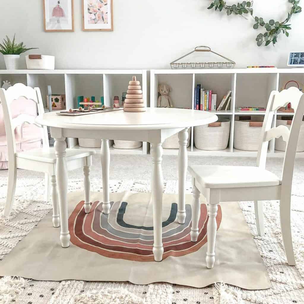 White Playroom with Rainbow Mat