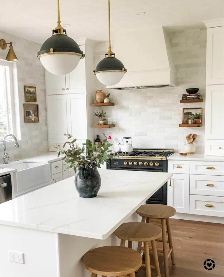 White Quartz Kitchen Island with Seating Soul & Lane
