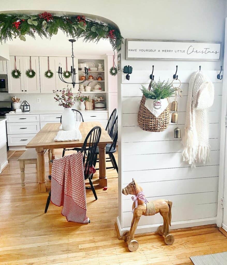 White Shiplap Entryway with Hooks
