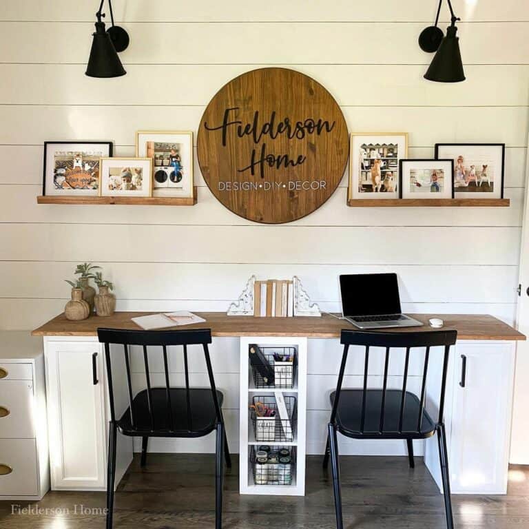 White Shiplap Home Office for Two