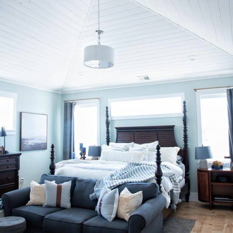 White Shiplap Master Bedroom Ceiling Ideas