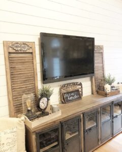 White Shiplap TV Wall with Rustic Accents