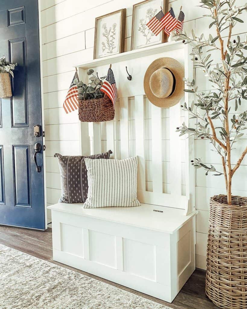 White Shiplap Wall with Floral Décor