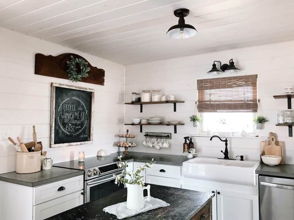 White Shiplap Walls and Ceiling