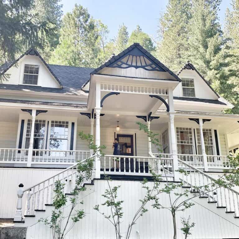 White Victorian Home with Black Detailing