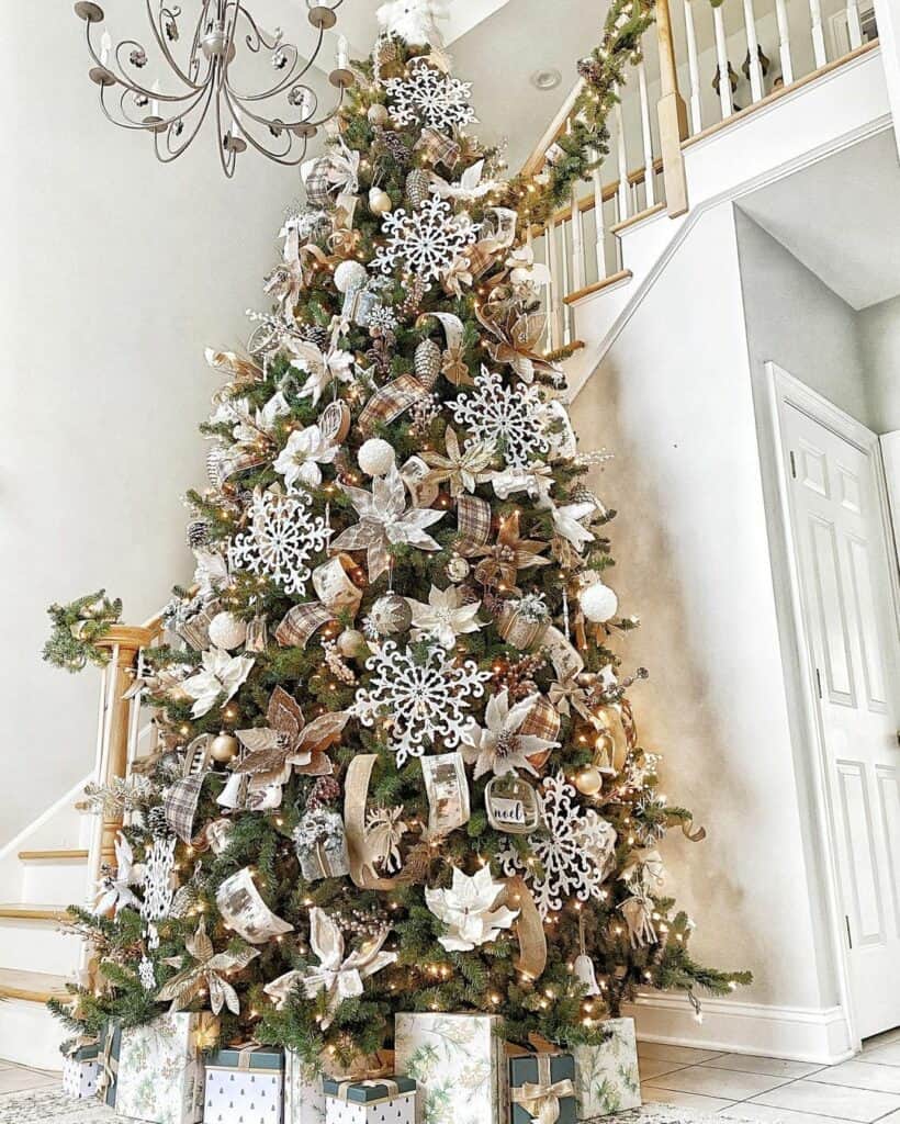 White and Gold Snowflake Christmas Tree Decorations Soul Lane