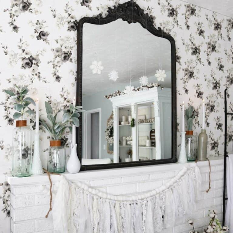 White and Gray Floral Wallpaper for Living Room