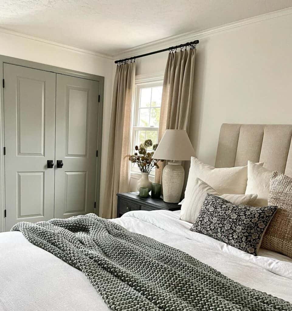 White and Grey Bedroom with Beige Accents Ideas