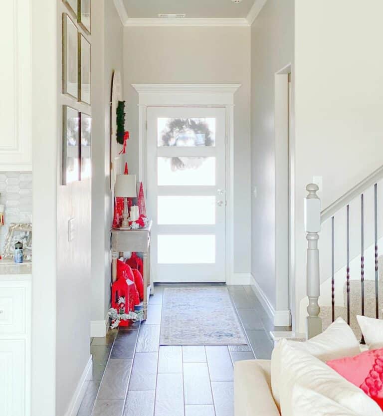 White and Red Themed Small Entryway