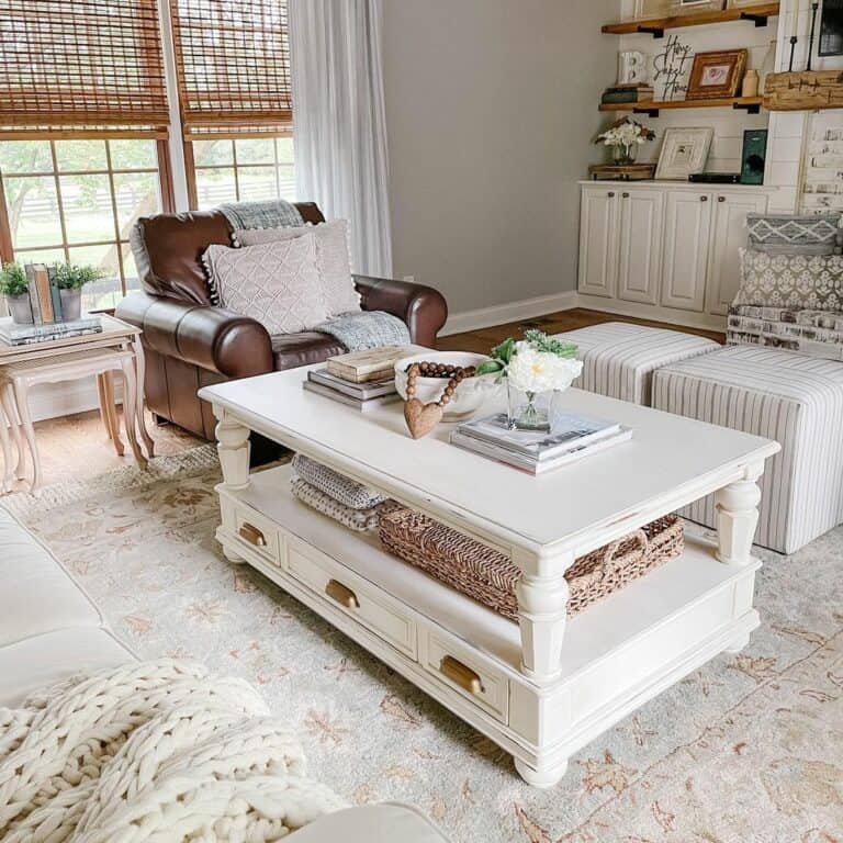 White and Wood Lounge with Farmhouse Touches