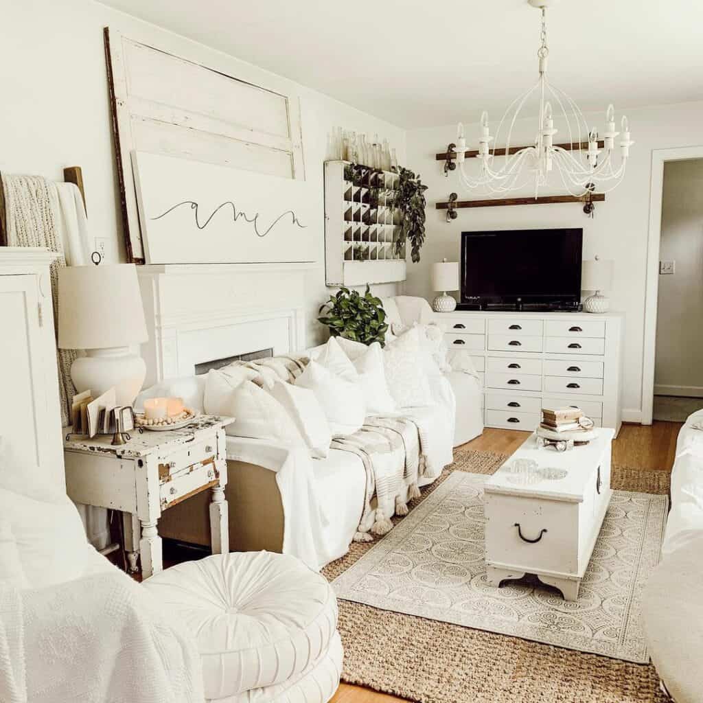 White and Wood Lounge with Vintage Touches
