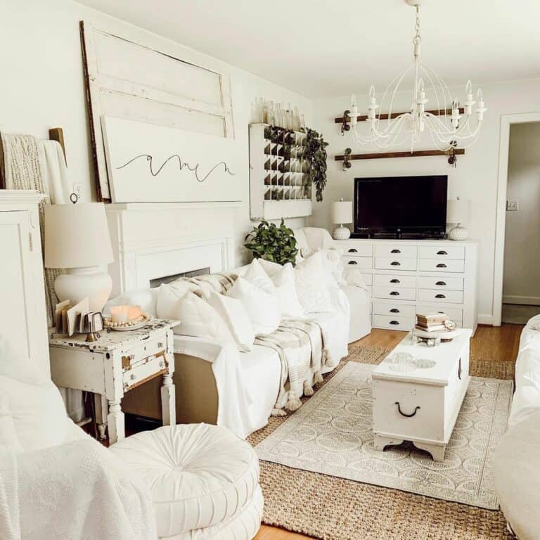 White and Wood Lounge with Vintage Touches