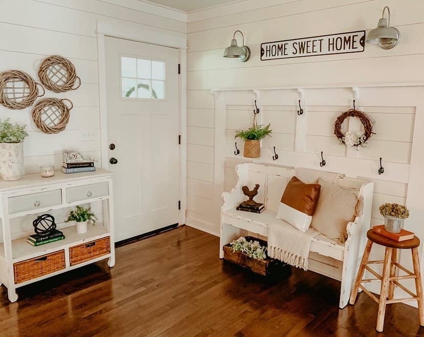 White and Wooden Entryway Wall Design Soul & Lane