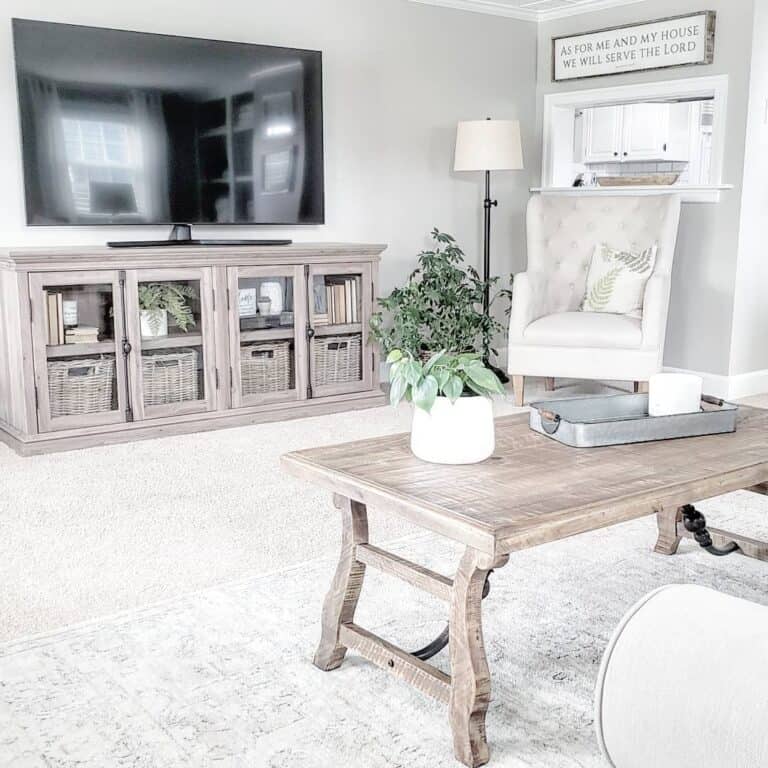 White-themed Family Room With TV