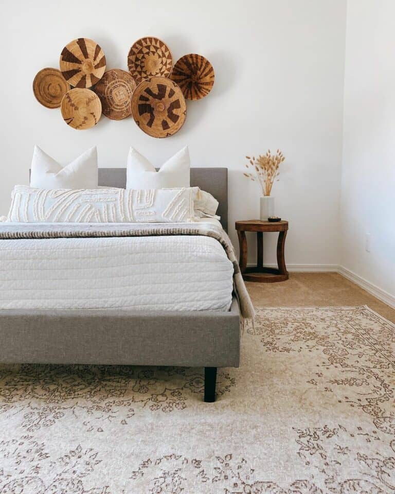 Wicker Basket Décor for Cozy Neutral Bedroom