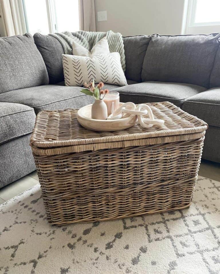 Wicker Basket Used as Coffee Table