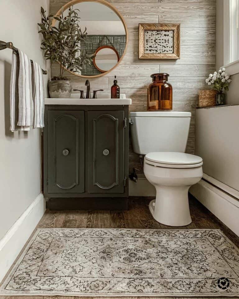 Wood-clad Wallpaper for Bathroom Accent Wall