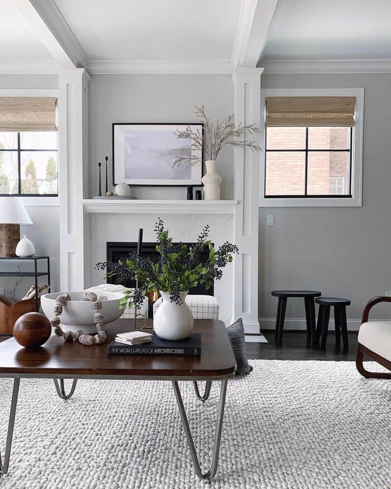 Wooden Square Coffee Table with Metal Legs