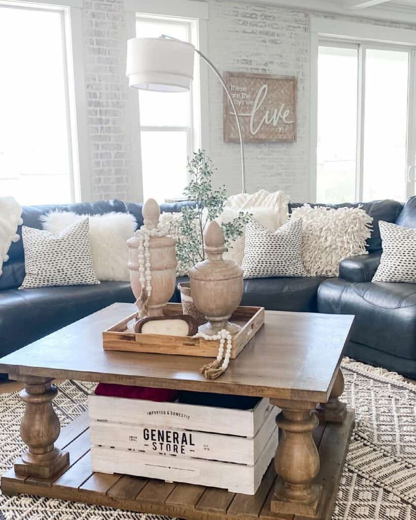 Wooden Urns in a Wooden Coffee Table Tray