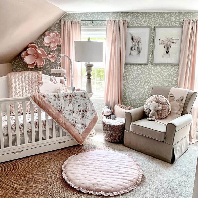 Woodland-Inspired Pink and Gray Nursery