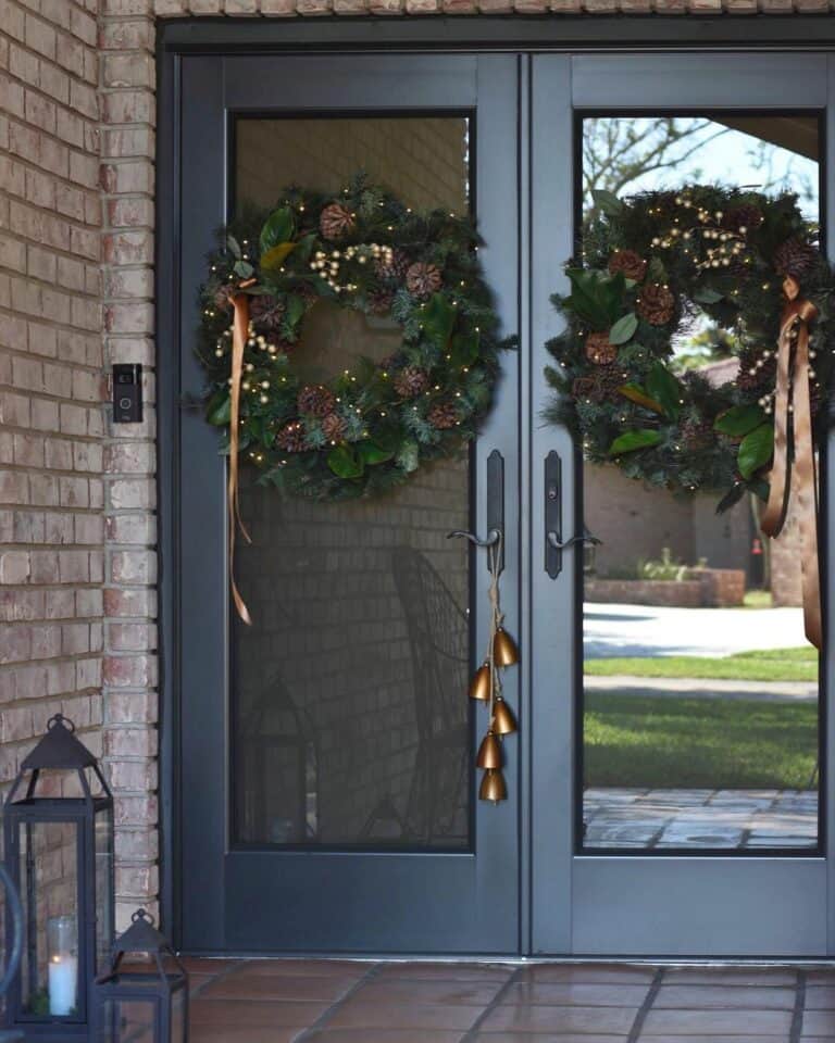 Wreaths for Front Door With Gold Ribbon