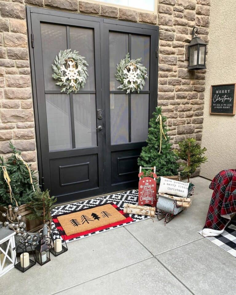 Wreaths for Front Door With White Snowflakes