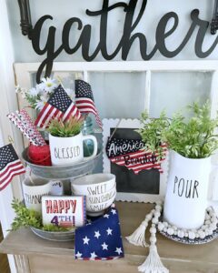 4th of July Decorations for Wood Side Table