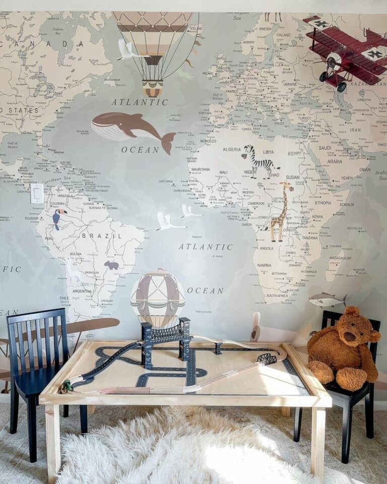 Adventurous Room With Map Mural