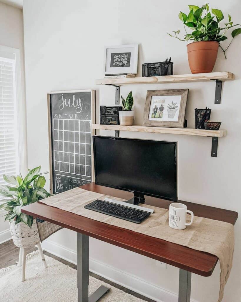 All Natural Home Office With Plants
