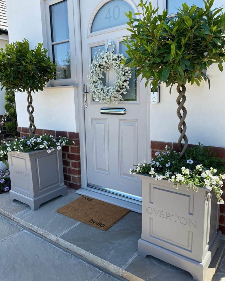 All-weather Planters and Gray Front Door