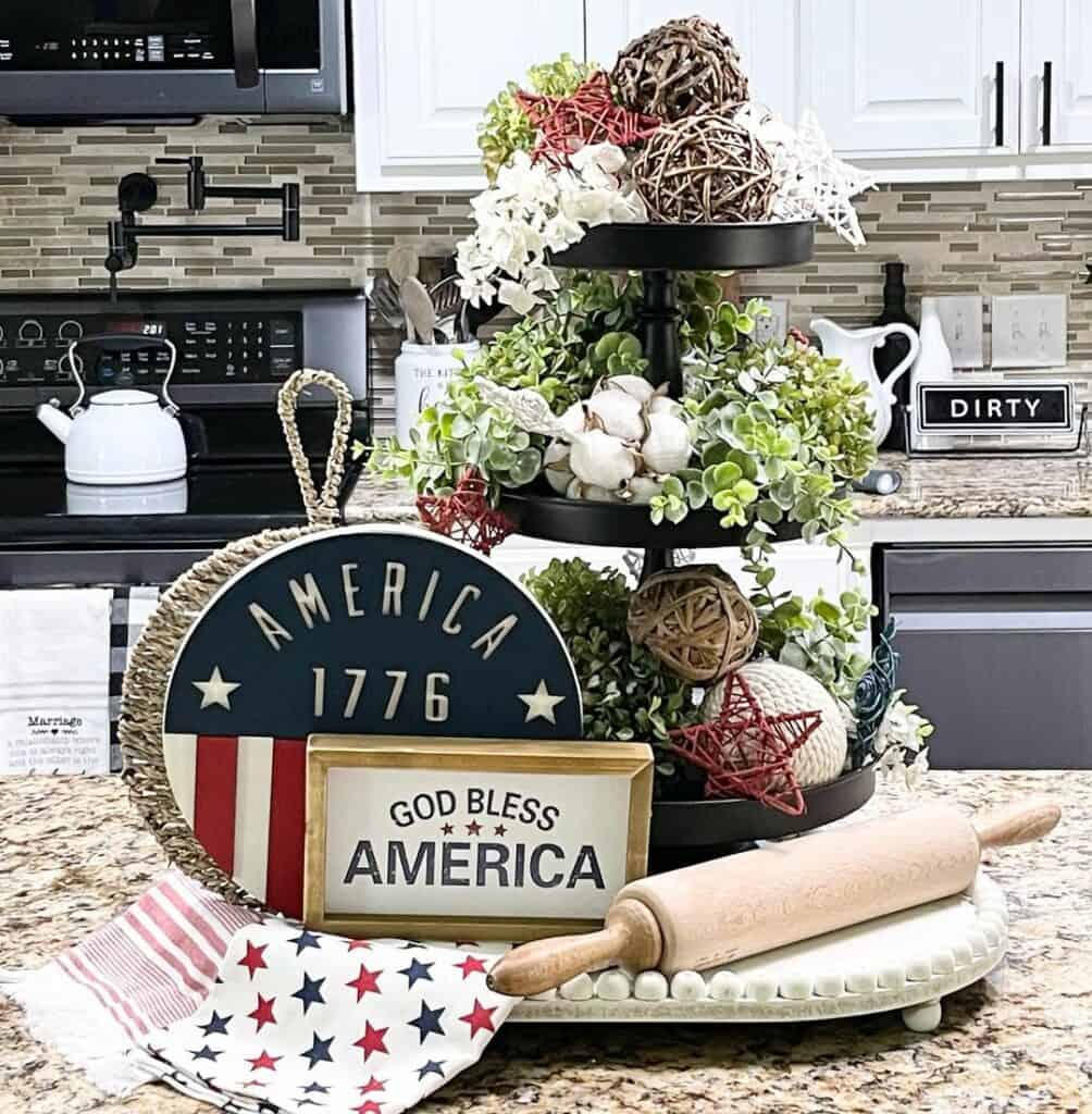 American-themed Three-tier Display on Island Table