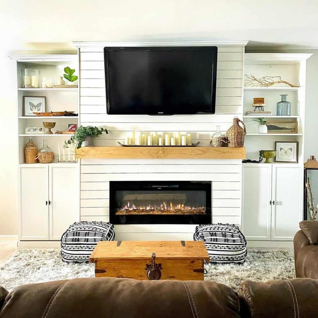 Antique Chest in Front of Fireplace